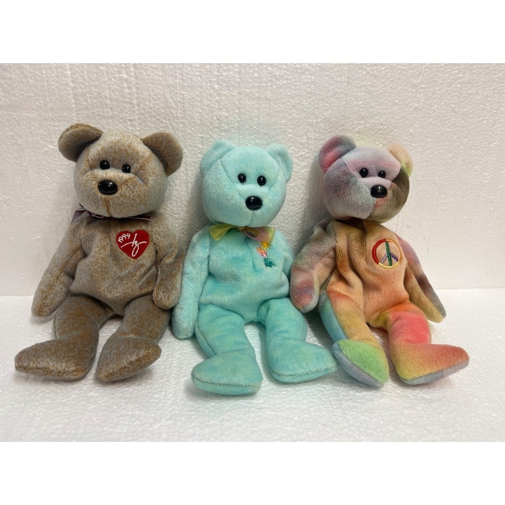 LOT of 3 TY Beanie Baby Teddy Bears Retired Plush Toy
